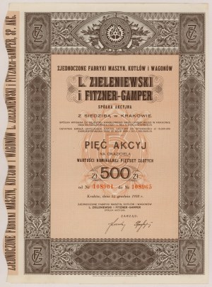 L. Zieleniewski i Fitzner-Gamper Zjednoczone Fabryki Maszyn..., 5x 100 zł 1938