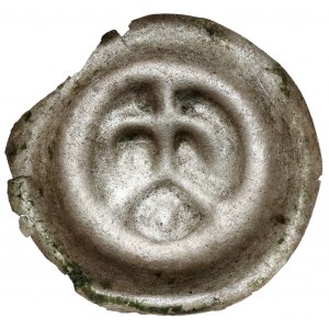 Ostpommern, Swietopelk II, Brakteat, Lilie auf einem Bogen, darunter eine Kugel