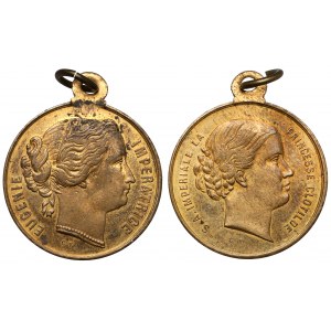 Francúzsko, medaily, Princ Napoleon a Eugénia cisárovná, sada (2ks)