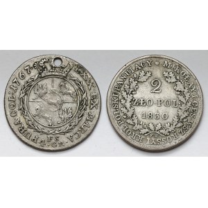 Poniatowski and Partitions (2pc) - a hole in the 1767 zloty and 2 1831 zlotys
