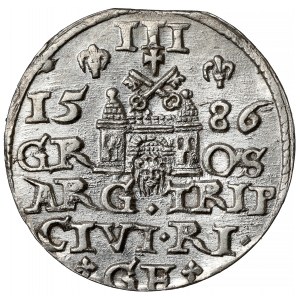 Stefan Batory, Trojak Riga 1586 - LI