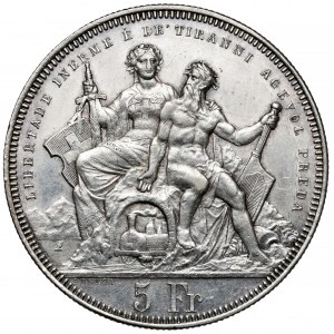Švajčiarsko, 5 frankov 1883 - Luganský strelecký festival