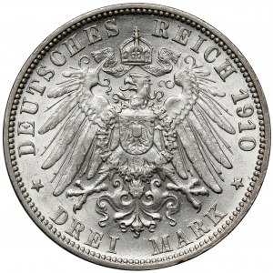 Württemberg, 3 marks 1910-F