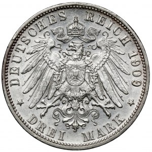 Württemberg, 3 marks 1909-F