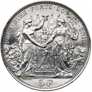 Switzerland, 5 francs 1876 - Lausanne shooting festival