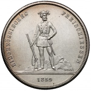 Švajčiarsko, 5 frankov 1859 - Strelecký festival v Zürichu