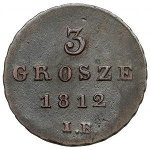 Duchy of Warsaw, 3 pennies 1812 IB - sideways