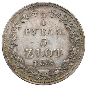 3/4 ruble = 5 zlotys 1838 MW, Warsaw