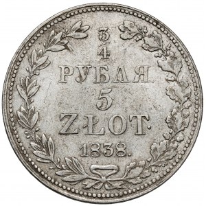 3/4 ruble = 5 zlotys 1838 MW, Warsaw