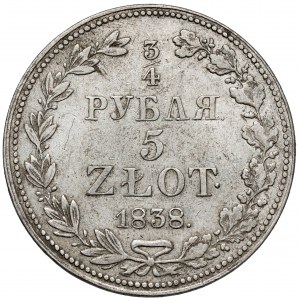 3/4 Rubel = 5 Zloty 1838 MW, Warschau