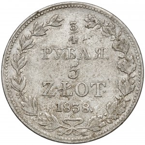 3/4 ruble = 5 zlotys 1838 MW, Warsaw