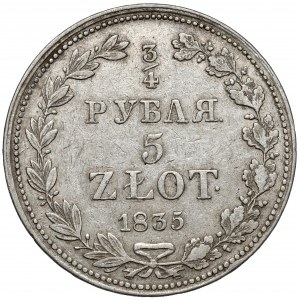 3/4 Rubel = 5 Zloty 1835 MW, Warschau