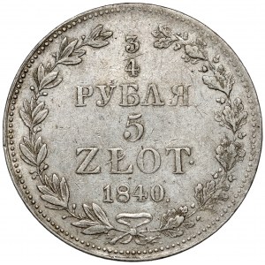 3/4 Rubel = 5 Zloty 1840 MW, Warschau