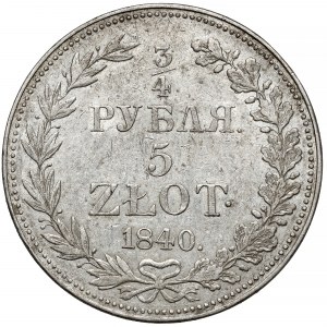 3/4 ruble = 5 zlotys 1840 MW, Warsaw
