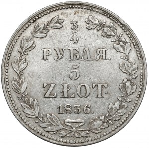 3/4 rubla = 5 złotych 1836 MW, Warszawa