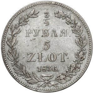 3/4 rubla = 5 złotych 1836 HГ, Petersburg - rzadkie