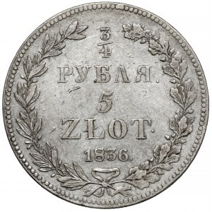 3/4 rubľa = 5 zlatých 1836 HГ, Petrohrad - vzácne