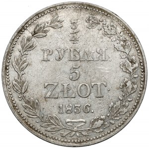 3/4 ruble = 5 zlotys 1836 MW, Warsaw