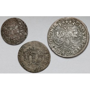 Žigmund III Vaza a Ján III Sobieski, Šelag, Grosz a Sixpence - sada (3 ks)