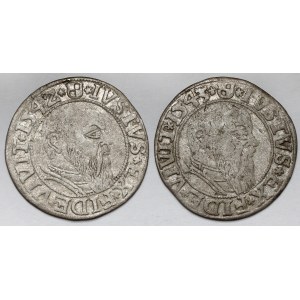 Prussia, Albrecht Hohenzollern, Königsberg penny 1542-1543, set (2pcs)