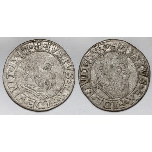Prusko, Albrecht Hohenzollern, Grosz Königsberg 1542-1543, sada (2ks)