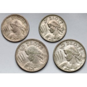 Attractive set of 1 and 2 gold 1924-25(4pcs)