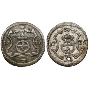 August II Silný a August III Saský, Halerz 1715-1739 - sada (2ks)