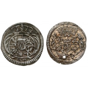 August II the Strong and August III Saxon, Halerz 1715-1739 - set (2pcs)