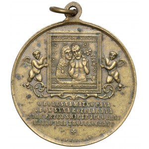 Pamätná medaila k preneseniu obrazu Panny Márie Jitřnej brány z roku 1888.