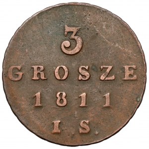Herzogtum Warschau, 3 Pfennige 1811 IS