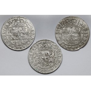 John II Casimir, Tymfs 1663-1665, set (3pcs)