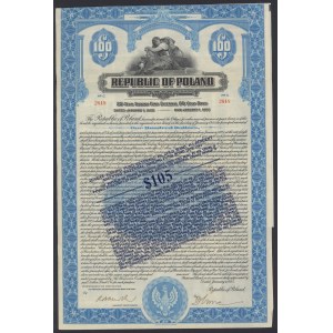 8% Požár. Dolar (znehodnocení) 1925, 100 USD dluhopis - po přepočtu