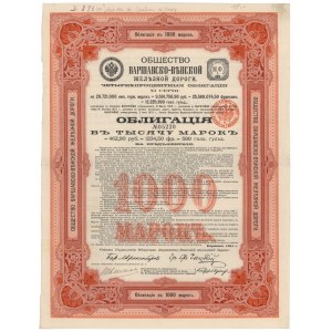 Vlečka železné cesty Varšava-Vídeň, dluhopis 1 000 mk 1901
