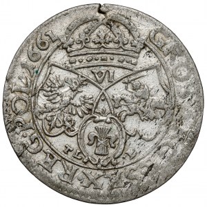 Jan II Kazimierz, Szóstak Kraków 1661 TLB - tarcze ozdobne - SVE