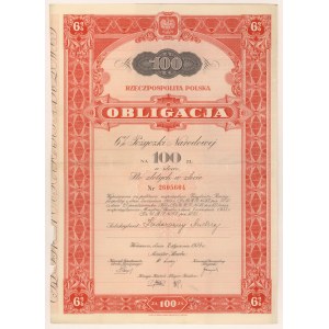 6% National Loan 1934, Bond for 100 zloty.