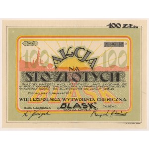 Wielkopolska Wytwórnia Chemiczna BLASK, Em.1, 100 zł 1927