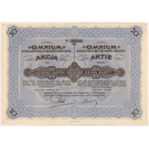 OMNIUM Sp. Akc. dla Przemysłu Naftowego, 10 zł 1929