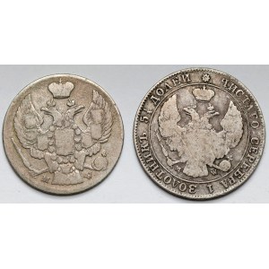 20 kopecks = 40 pennies and 25 kopecks = 50 pennies 1843-1847 MW, Warsaw