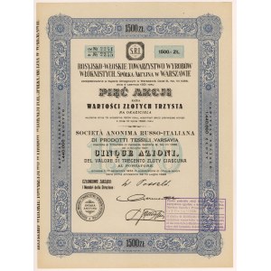 Rosyjsko-Włoskie Tow. Wyrobów Włóknistych, 5x 300 zł 1934 - wydana w zamian akcji Em.1