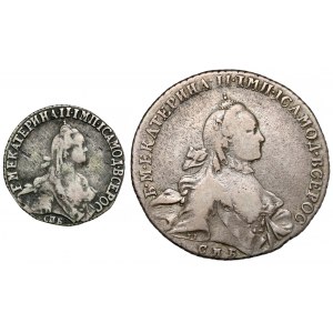 Russland, Katharina II., Rubel 1763 und 20 Kopeken 1771 - Satz (2 St.)