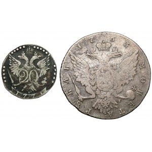 Rosja, Katarzyna II, Rubel 1763 i 20 kopiejek 1771 - zestaw (2szt)