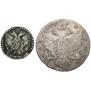 Russia, Catherine II, Ruble 1763 and 20 kopecks 1771 - set (2pcs)