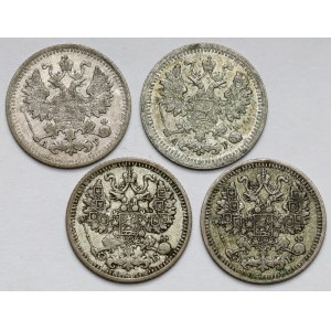 Rusko, Alexandr III. a Mikuláš II., 5 kopějek 1888-1912 - sada (4ks)