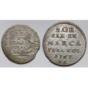 Poniatowski, Grosz srebrny i Półzłotek 1767 - zestaw (2szt)