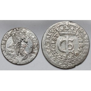 John II Casimir, the 1660 Sixpence and the 1665 Tymf - set (2pcs)
