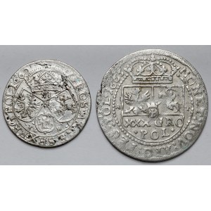 John II Casimir, the 1660 Sixpence and the 1665 Tymf - set (2pcs)