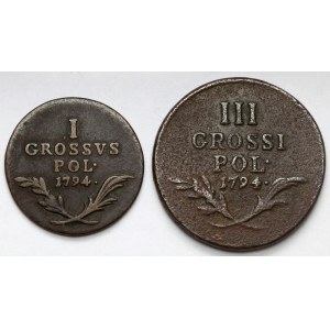 Galicia and Lodomeria, 1 and 3 pennies 1794 - set (2pcs)
