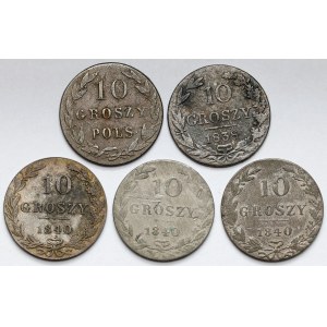 10 Pfennige 1821-1840 - Satz (5 Stück)