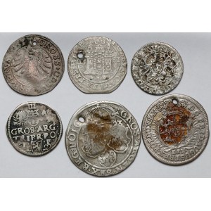 Polsko, sada mincí 1531-1703 - převážně děravé (6ks)