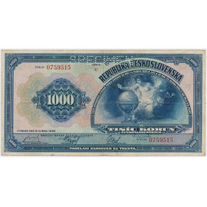 Československo, 1 000 korún 1932 - SPECIMEN